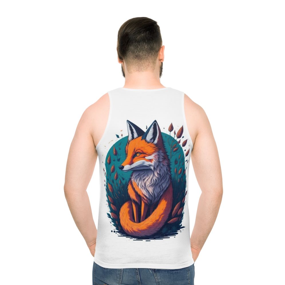 Legendary Fox Unisex Tank Top with Pastel Watercolor Fantasy Design - men back