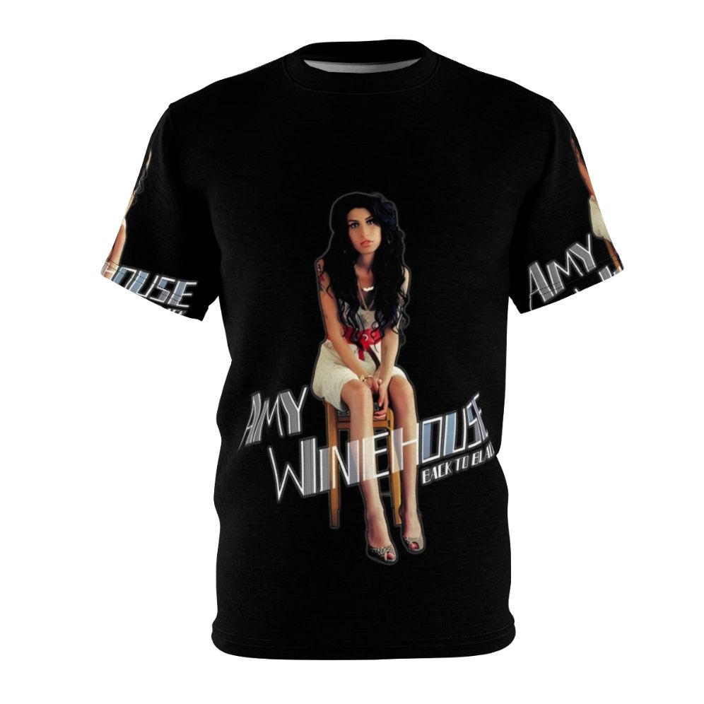 Vintage-style t-shirt featuring a graphic design inspired by the iconic singer Amy Winehouse.