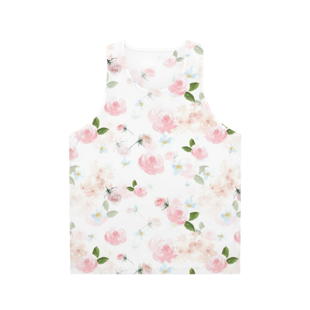 Watercolor floral botanical garden unisex tank top