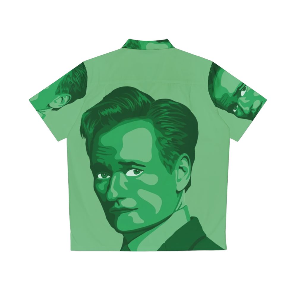 Conan O'Brien Inspired Green Hawaiian Shirt - Pop Art Portrait - Back