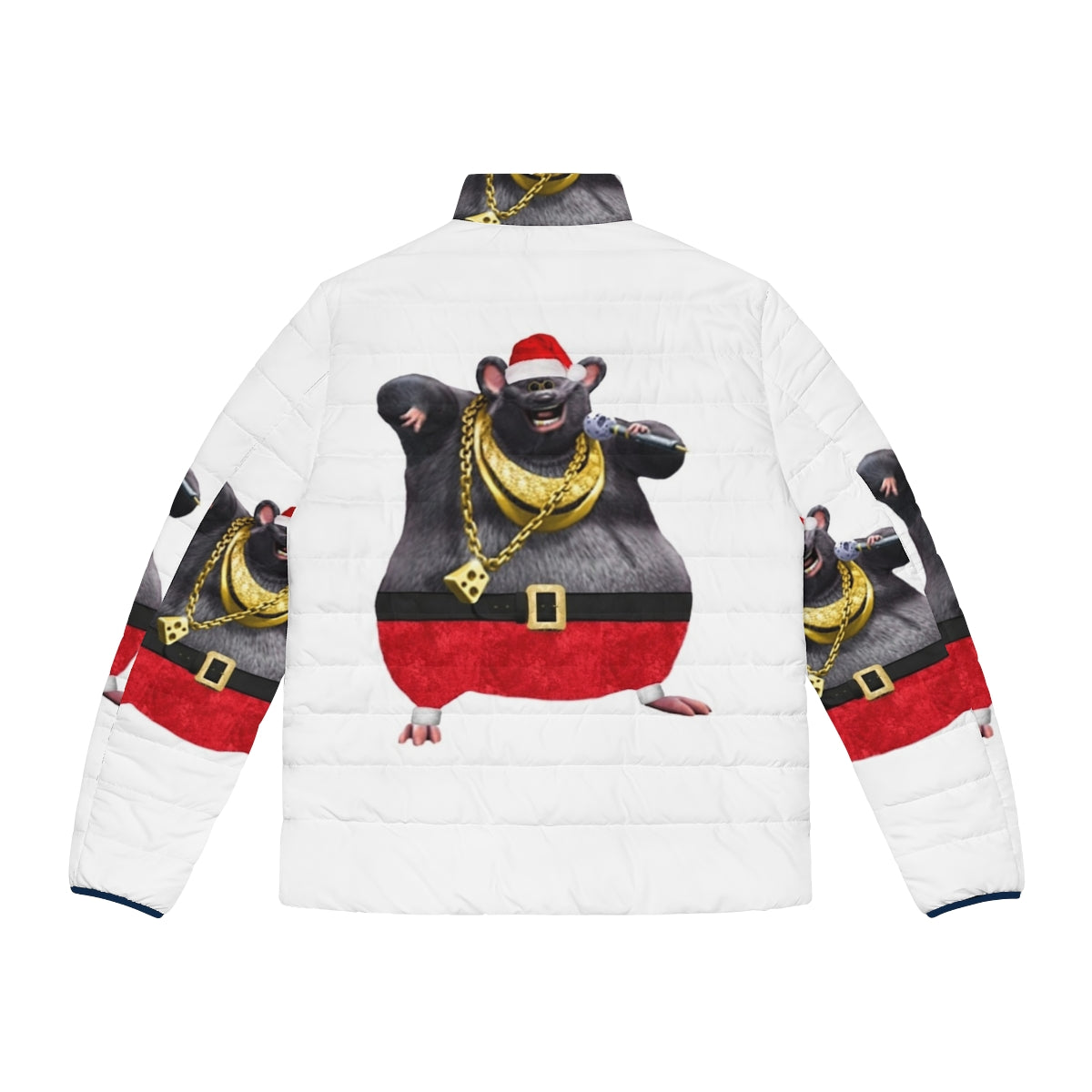 Biggie Cheese Ugly Christmas Puffer Jacket - Back