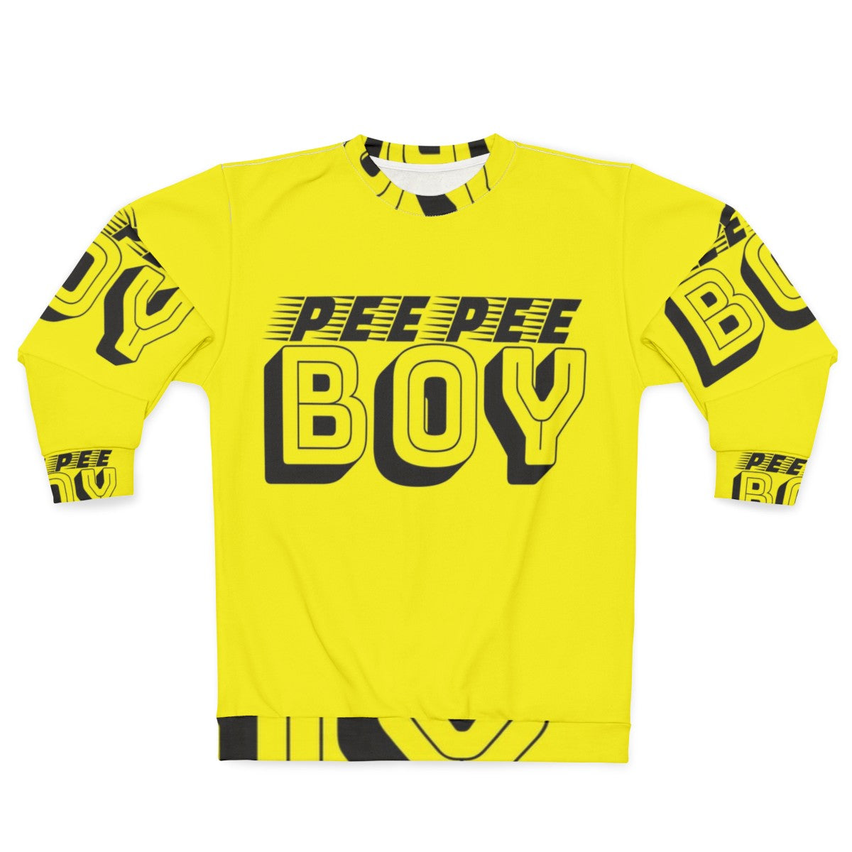 Pee Pee Boy graphic sweatshirt with slang, absurdist, and typographic humor design