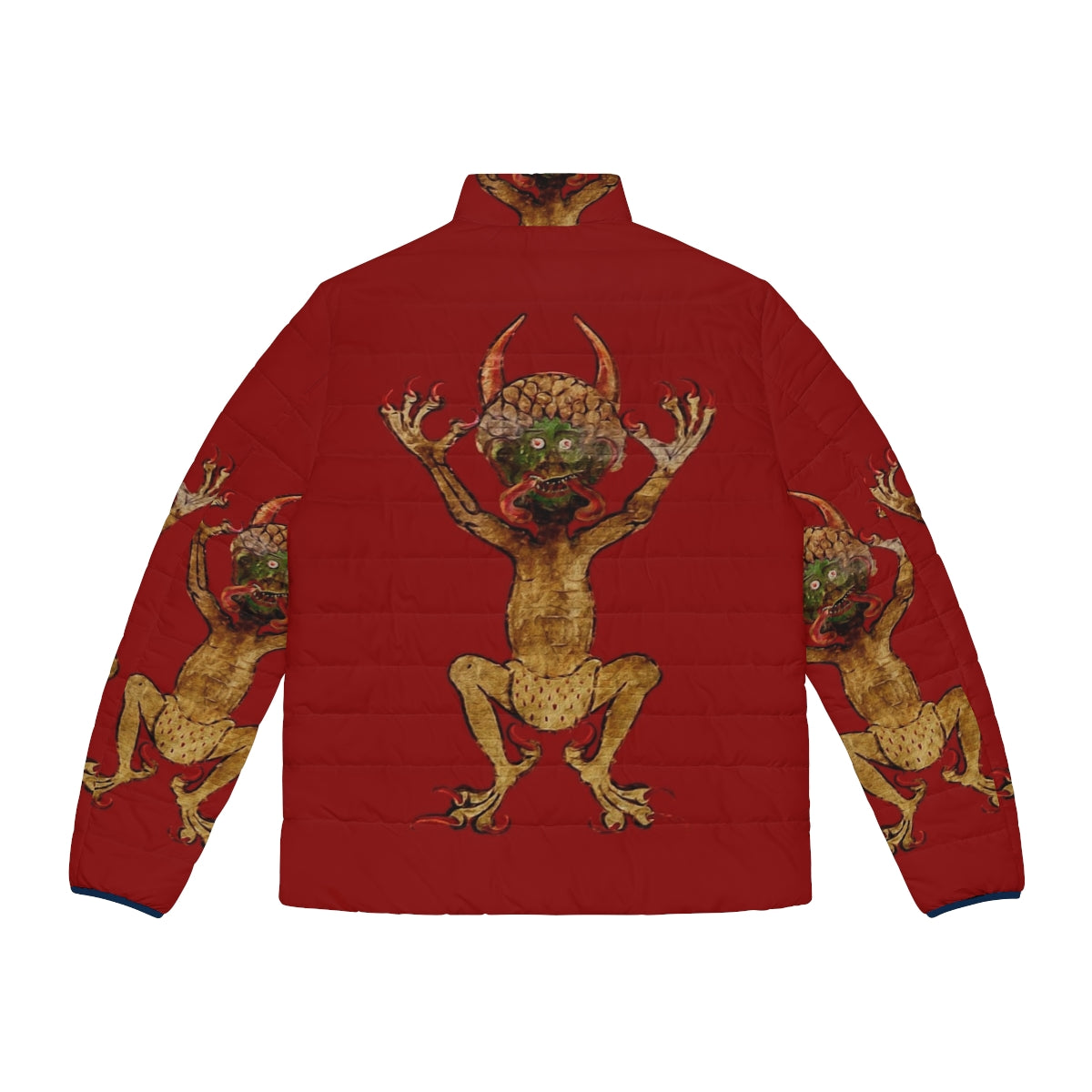 Codex Gigas Devil's Bible Red Puffer Jacket - Back