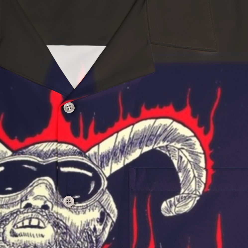 I Am The Beast I Worship Hawaiian Shirt featuring dark graphic design - Detail