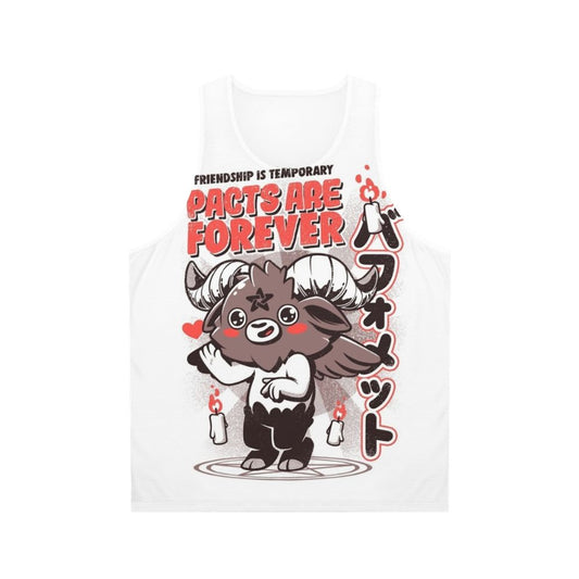 Vintage Baphomet unisex tank top with Japanese horror aesthetic