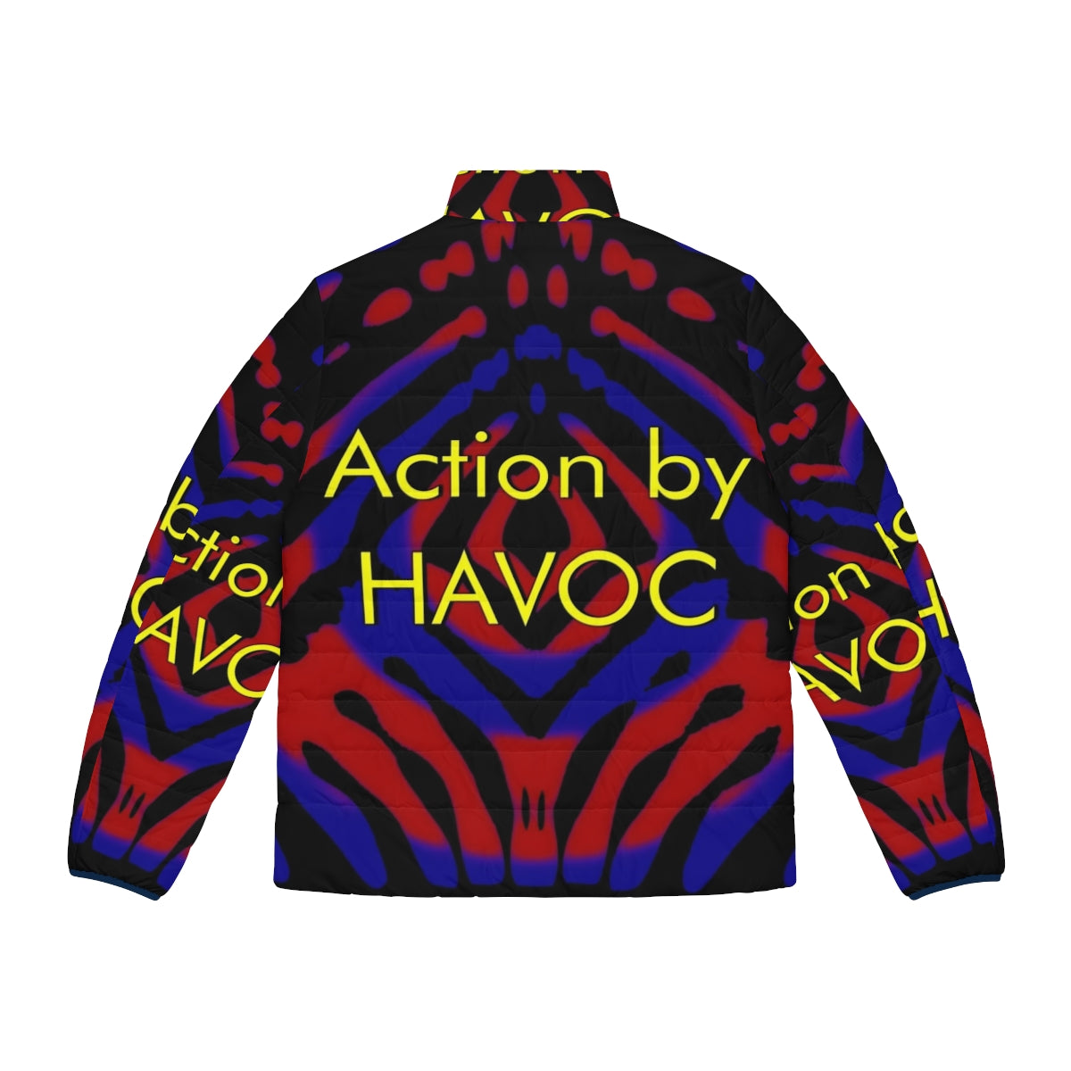 Retro sci-fi action puffer jacket with Havoc design - Back