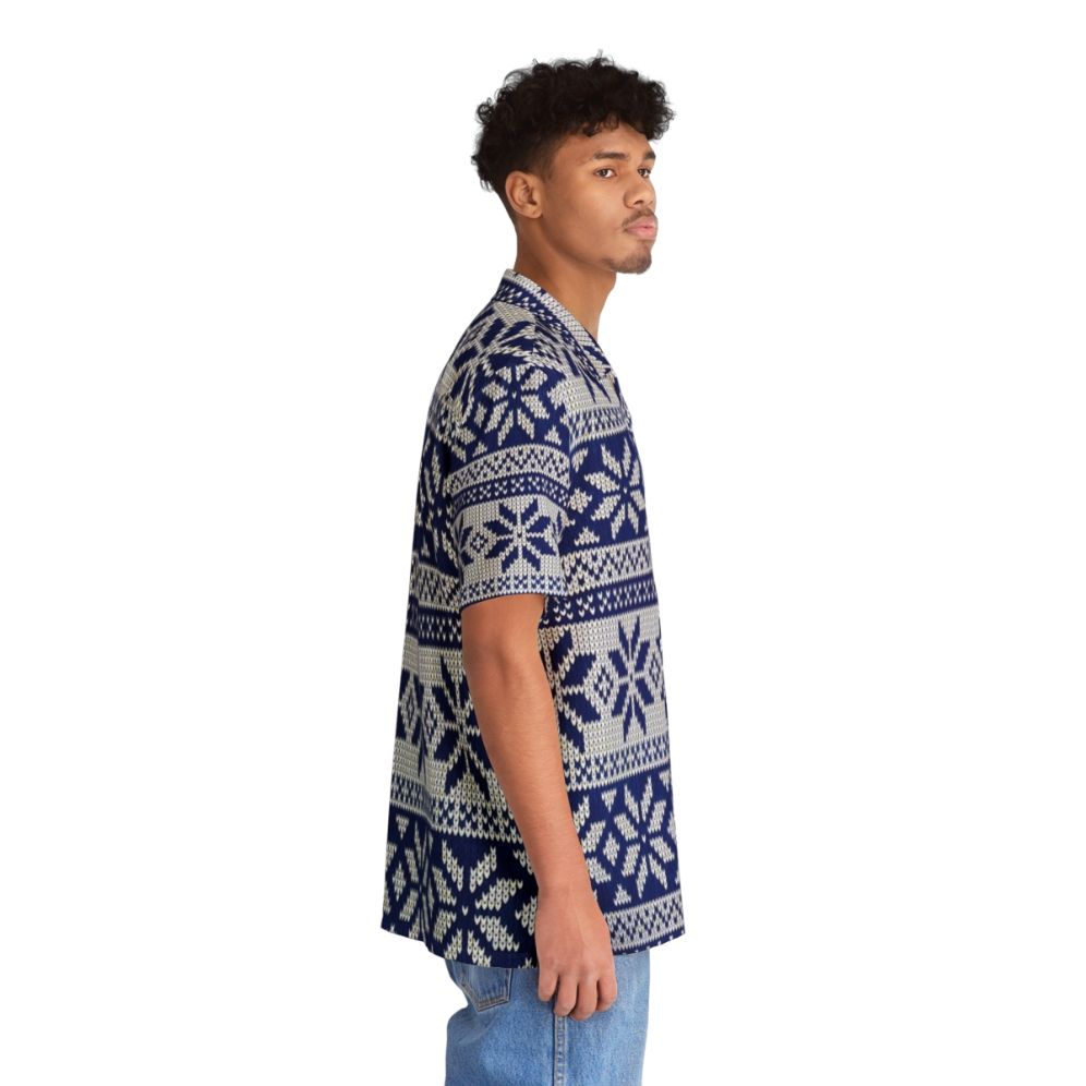 Festive Hawaiian Knit Pattern Christmas Shirt - People Pight