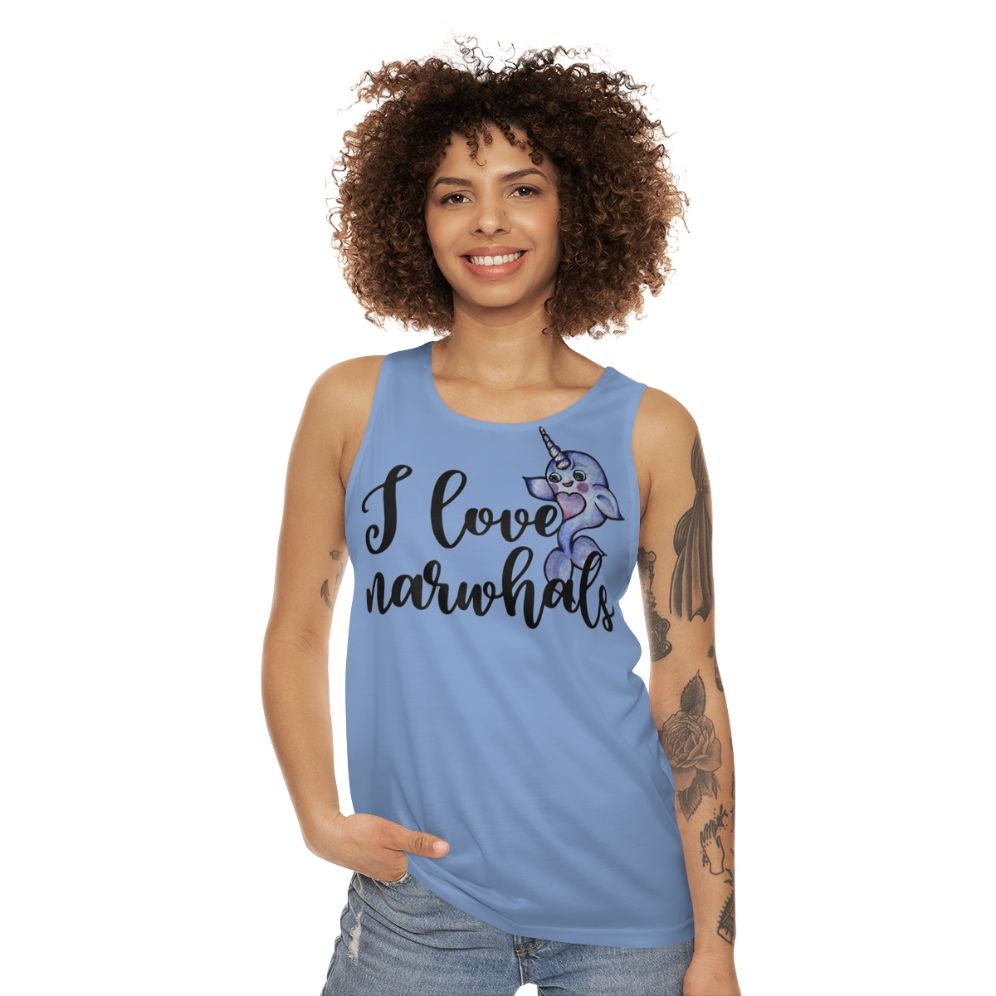 I Love Narwhals Unisex Tank Top - women