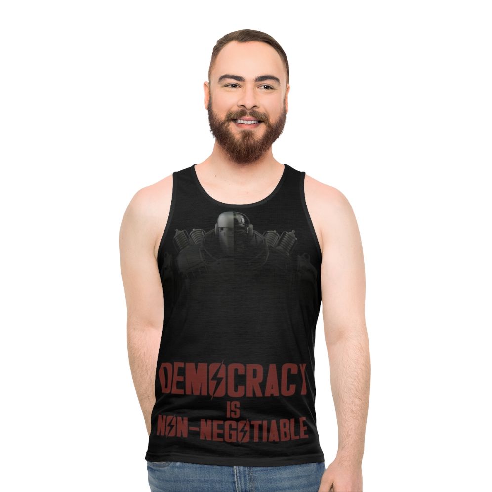 Liberty Prime Democracy Is Non-Negotiable Unisex Tank Top - men