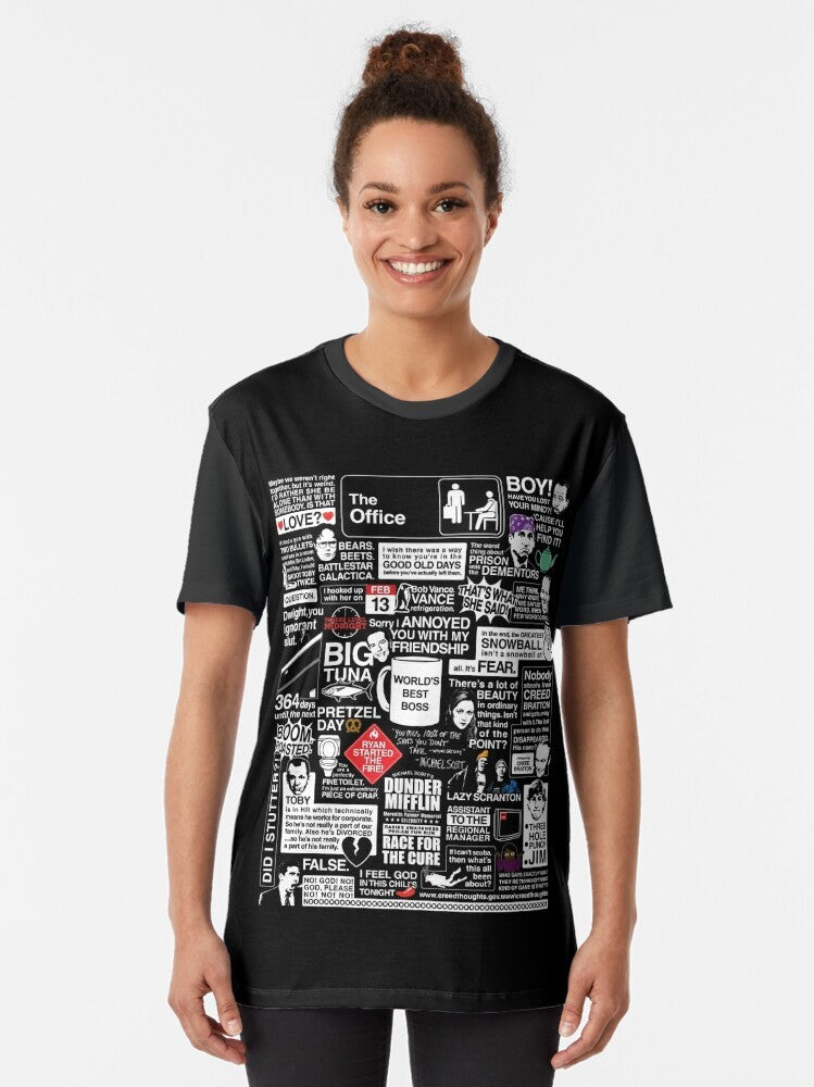 The Office Quotes Graphic T-Shirt featuring iconic quotes and characters from the popular TV show The Office - Women