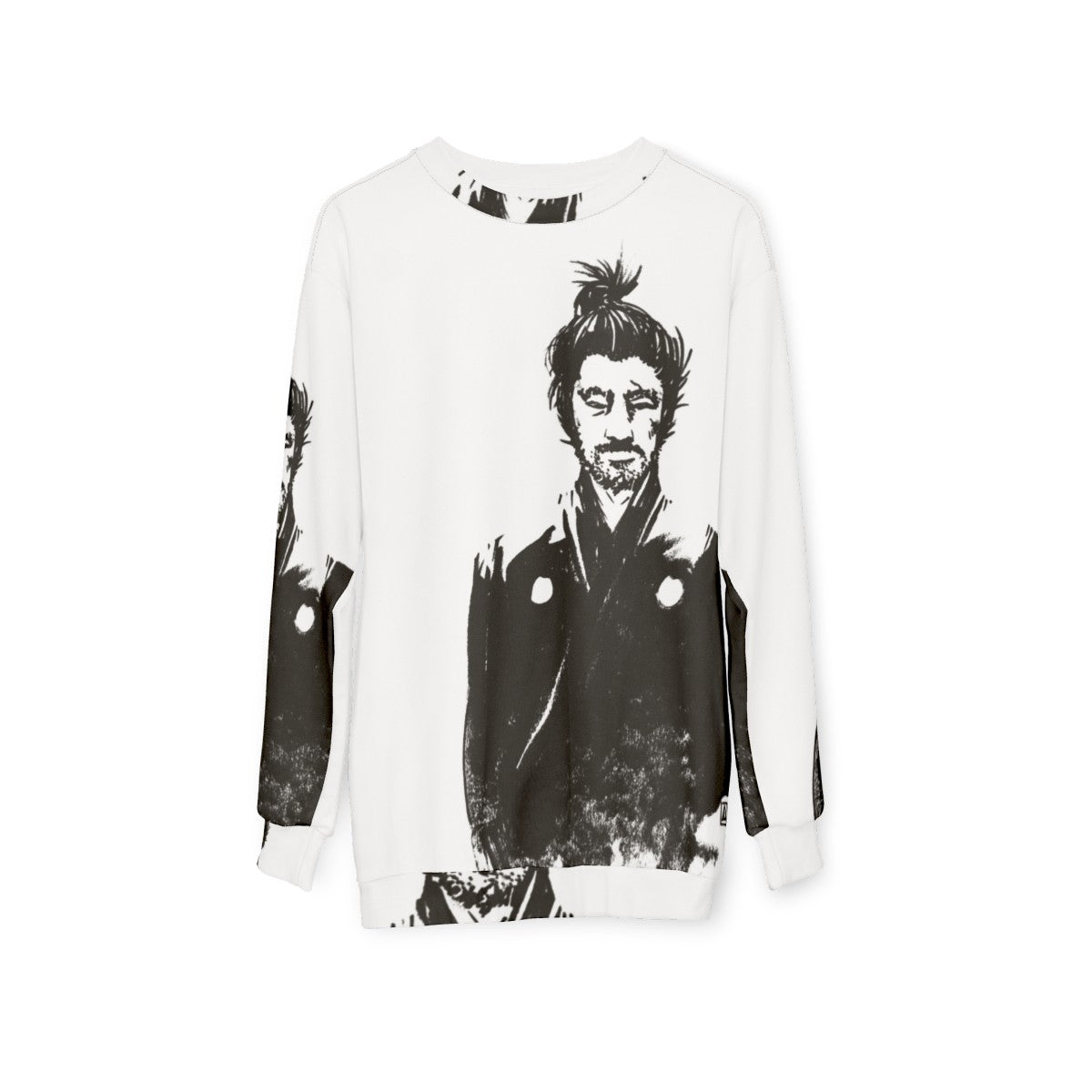 Yojimbo Samurai Sweatshirt featuring iconic portrait of Toshiro Mifune - hanging