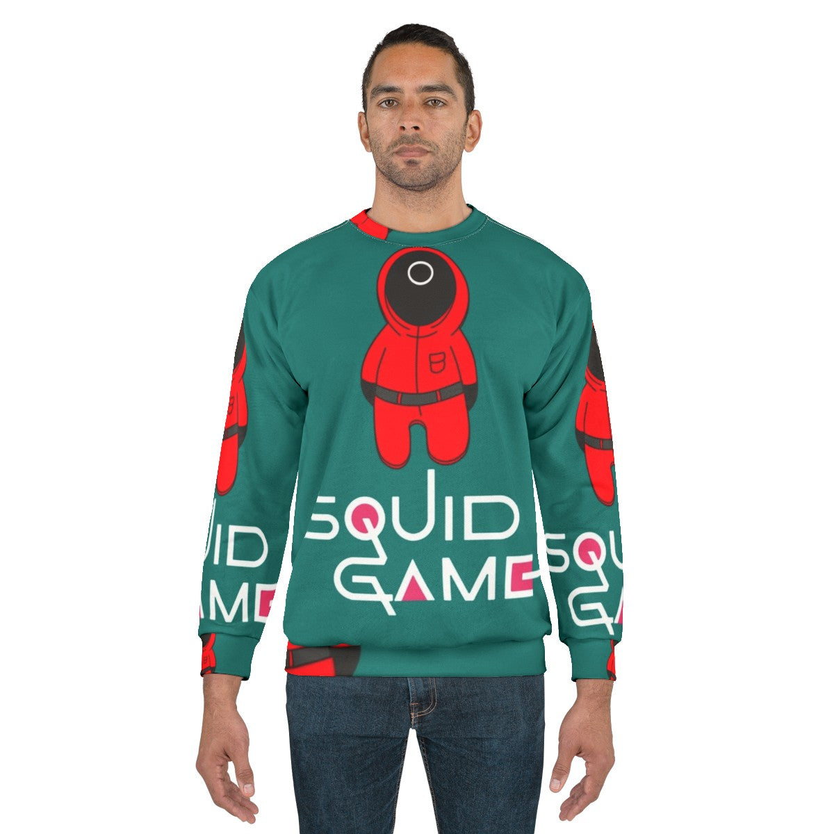 Squid Game Collection Sweatshirt featuring characters and symbols from the Netflix series - men