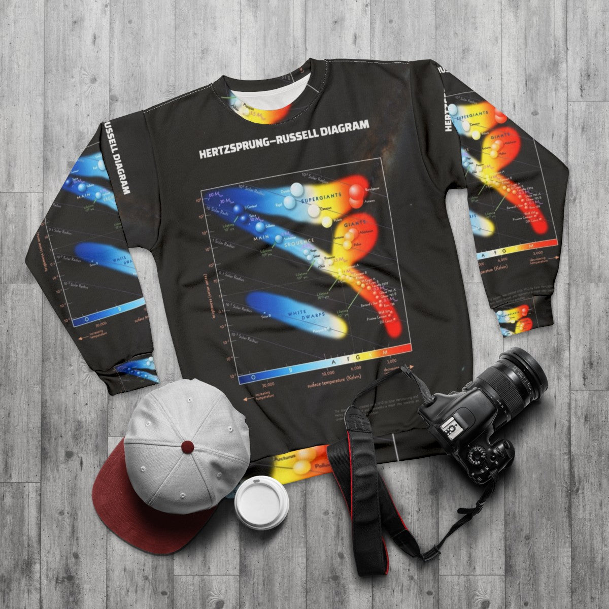 Hertzsprung Russell Diagram Sweatshirt featuring astrophysics and astronomy graphics - flat lay