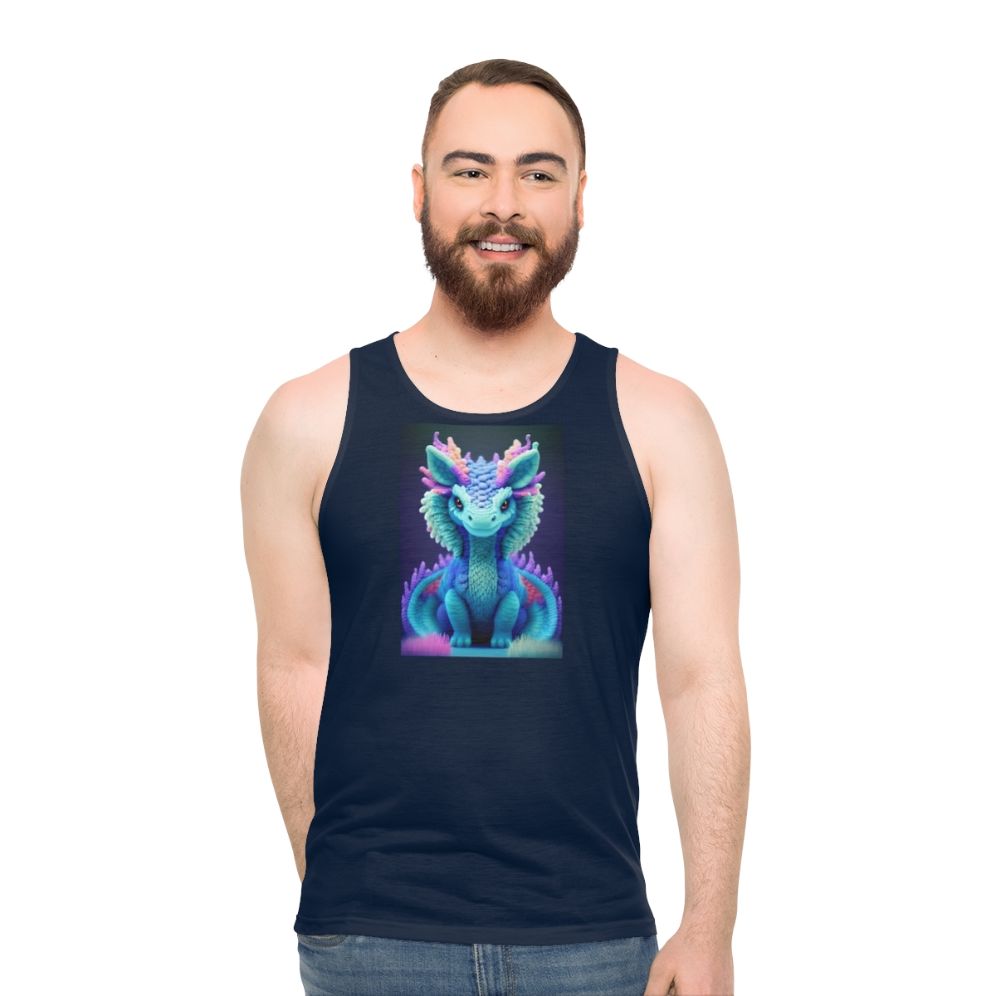 Unisex fantasy tank top with mythological creature design - men