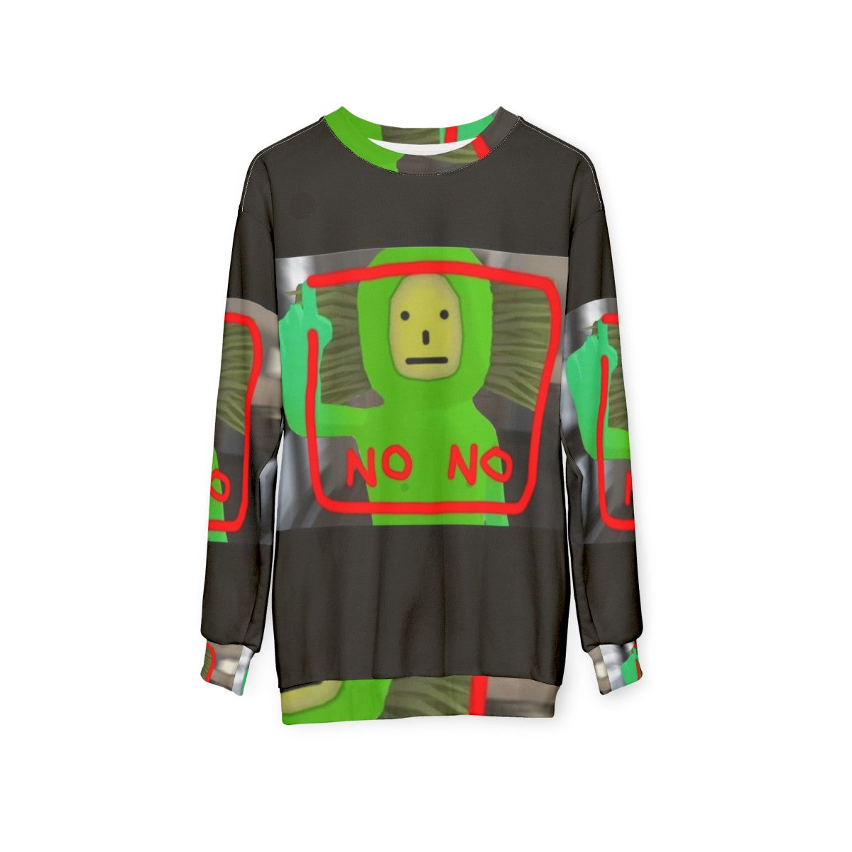 No No Square Sweatshirt featuring the popular meme design - hanging