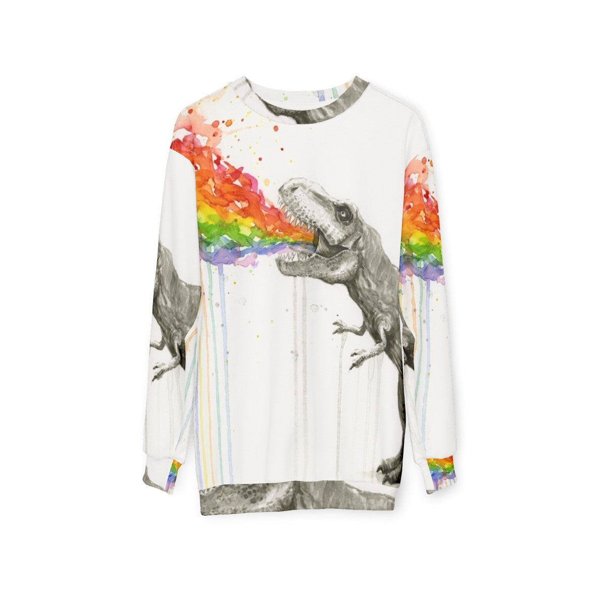 Colorful T-Rex Rainbow 'Puke' Sweatshirt - hanging