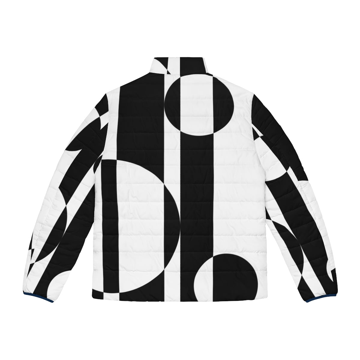 Retro 1960s op art style black and white puffer jacket - Back