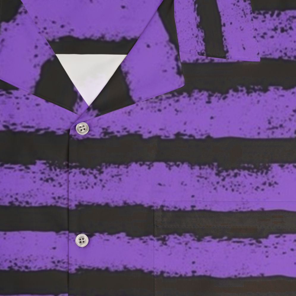 Black and purple splatter stripe Hawaiian shirt - Detail