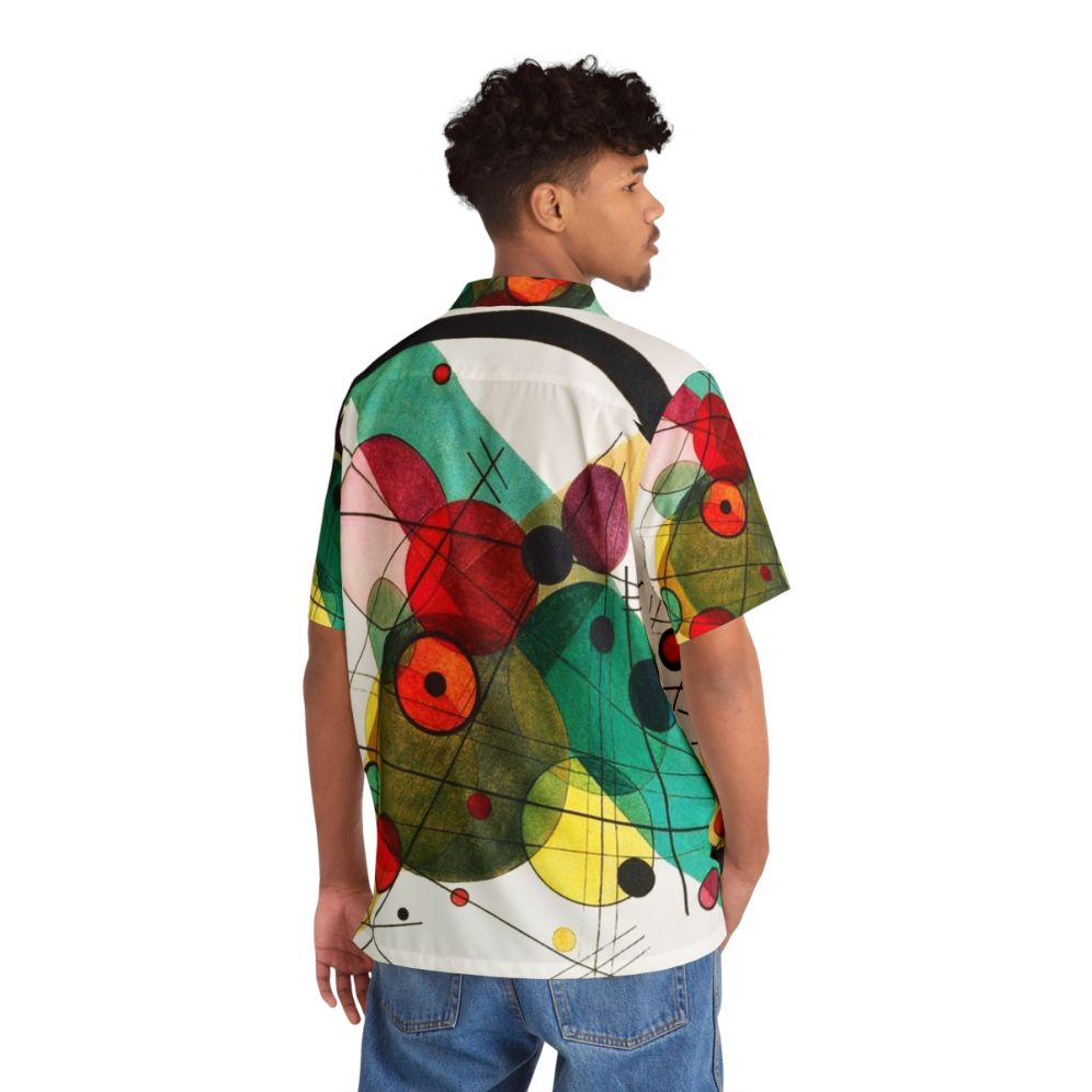 Abstract art Hawaiian shirt featuring circles design by Wassily Kandinsky - Flat lay