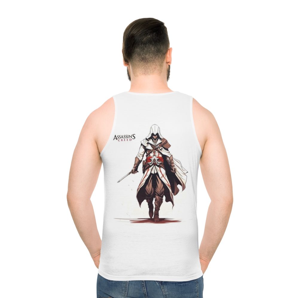 Assassin's Creed inspired unisex tank top with iconic gaming art - men back