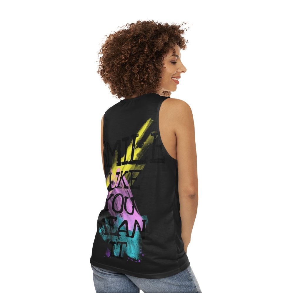 Unisex tank top with "Smile Like" design - women back