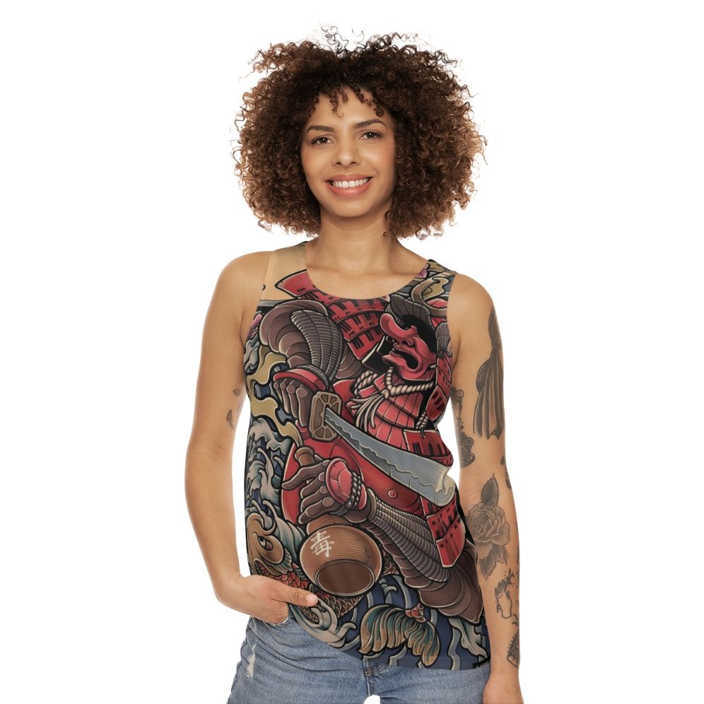 Samurai Tank Top featuring the Drunken Oni Warrior design - women