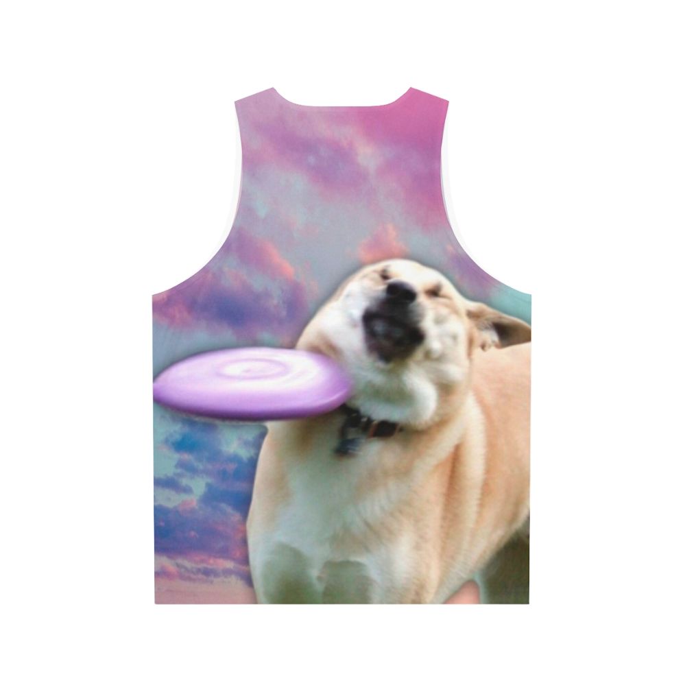 Doge frisbee vaporwave unisex tank top - Back