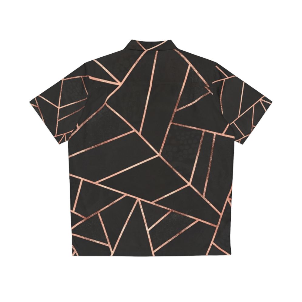 Black and rose gold geometric pattern Hawaiian shirt - Back