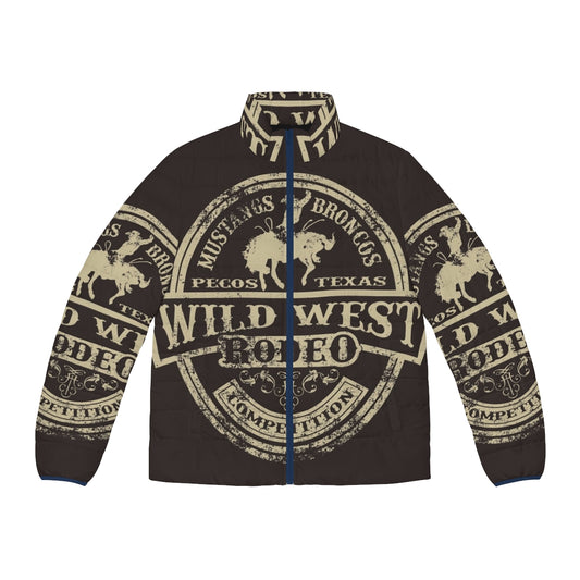 A classic wild west puffer jacket with a rugged, cowboy-inspired design