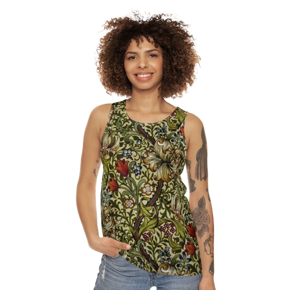 Vintage Floral William Morris Golden Lily Unisex Tank Top - women