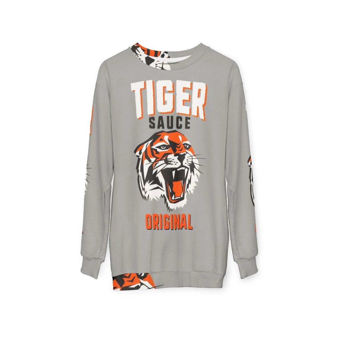 Original Tiger Sauce Sweatshirt with Habanero and Tabasco Design - hanging