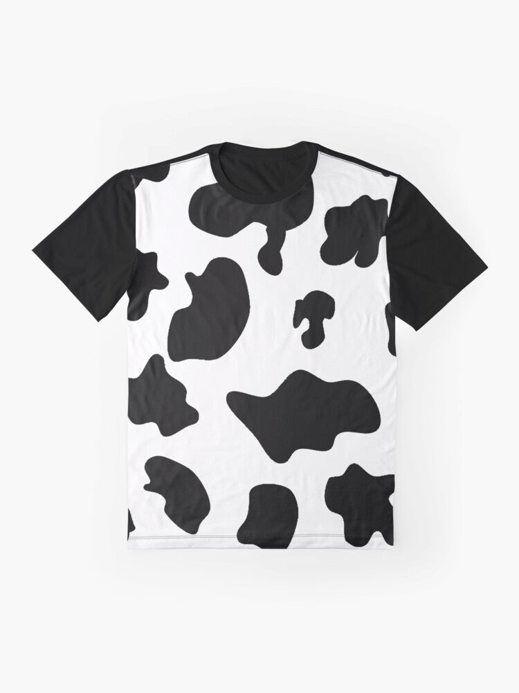 Cow pattern spots animal print graphic design on a t-shirt - Flat lay