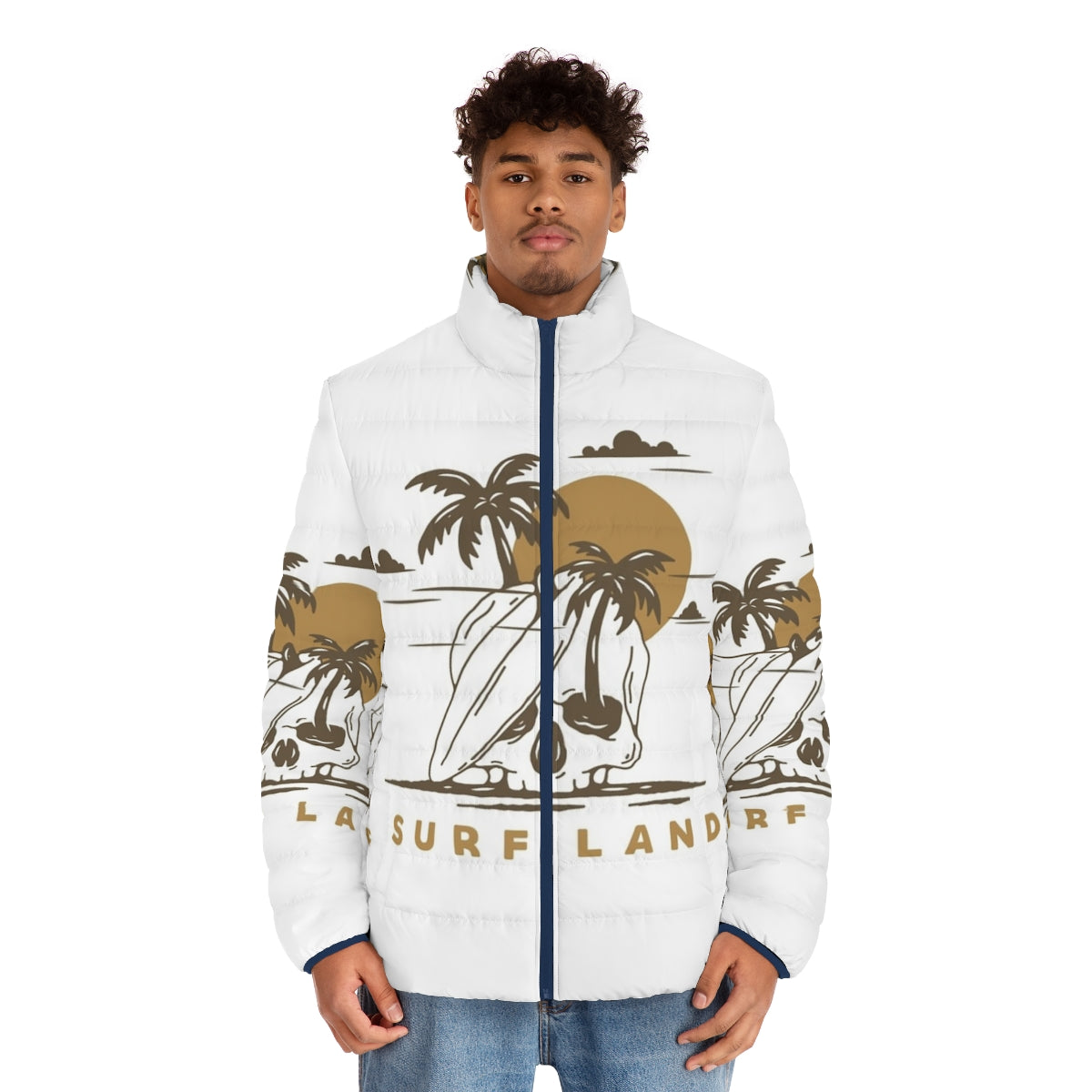 Surf Land Puffer Jacket with nature-inspired graphic design - men front