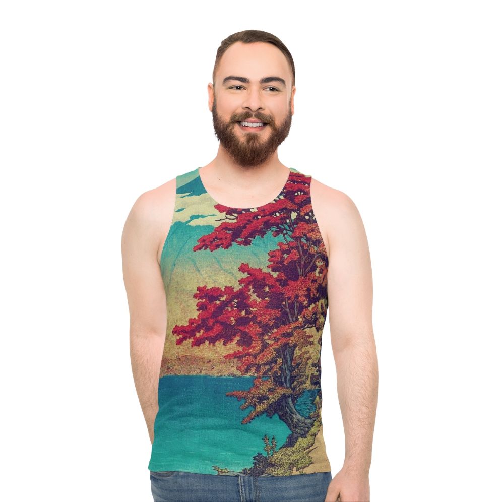 Ukiyo-e inspired nature landscape unisex tank top - men