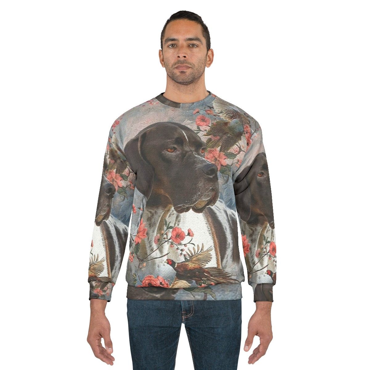 Pointer dog with pheasants on sweatshirt - men