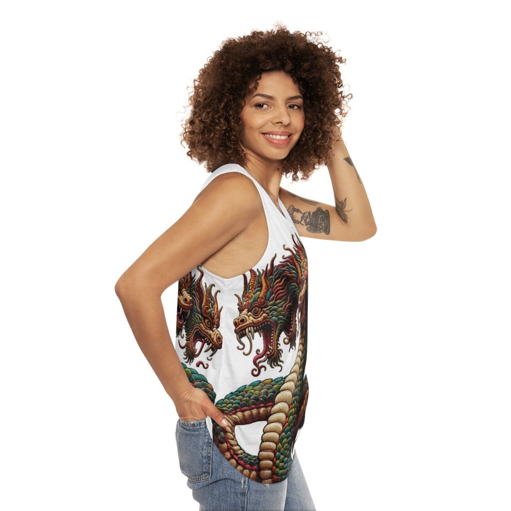 Embroidered Hydra Unisex Fantasy Tank Top - women side