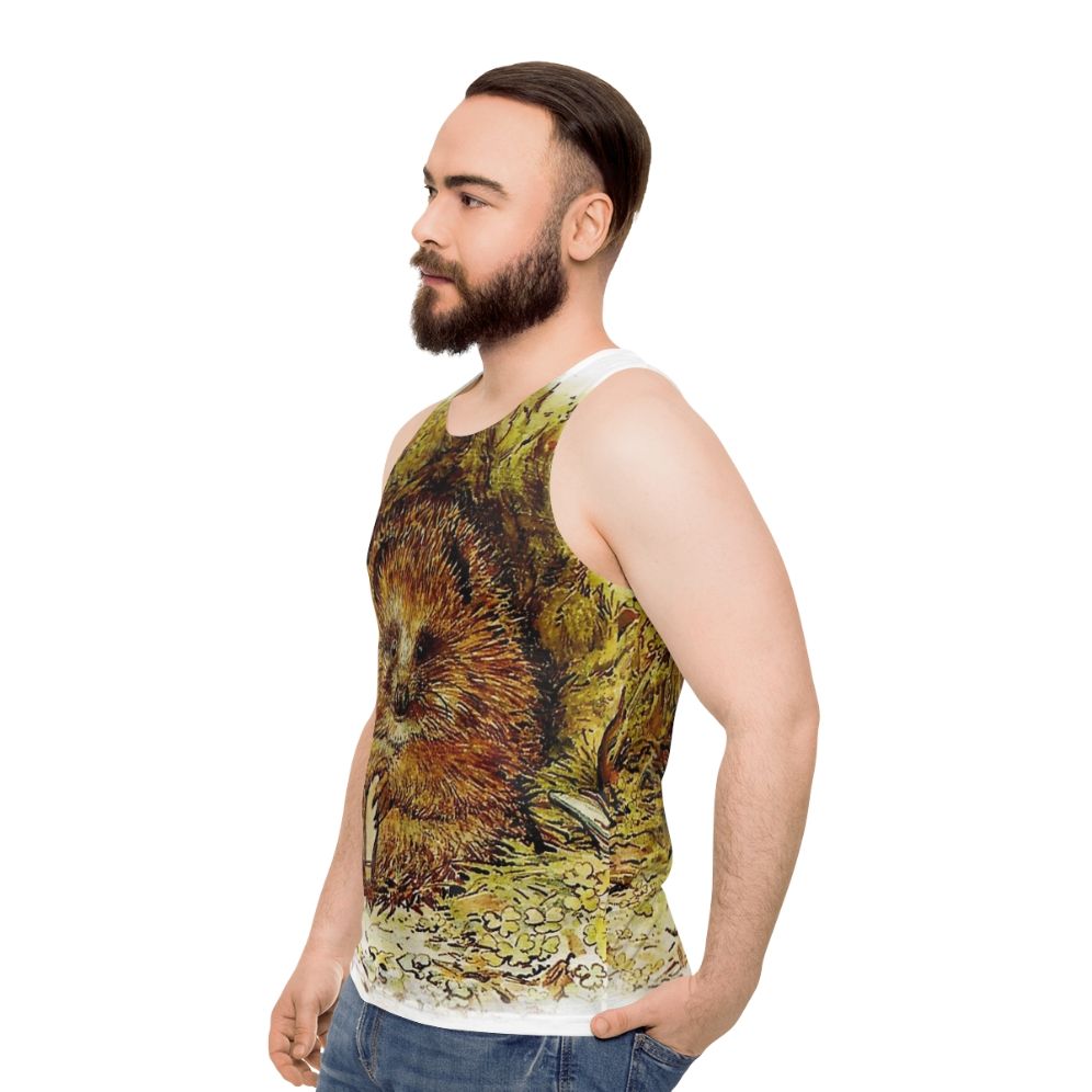 Beatrix Potter inspired unisex tank top with hedgehog design - men side