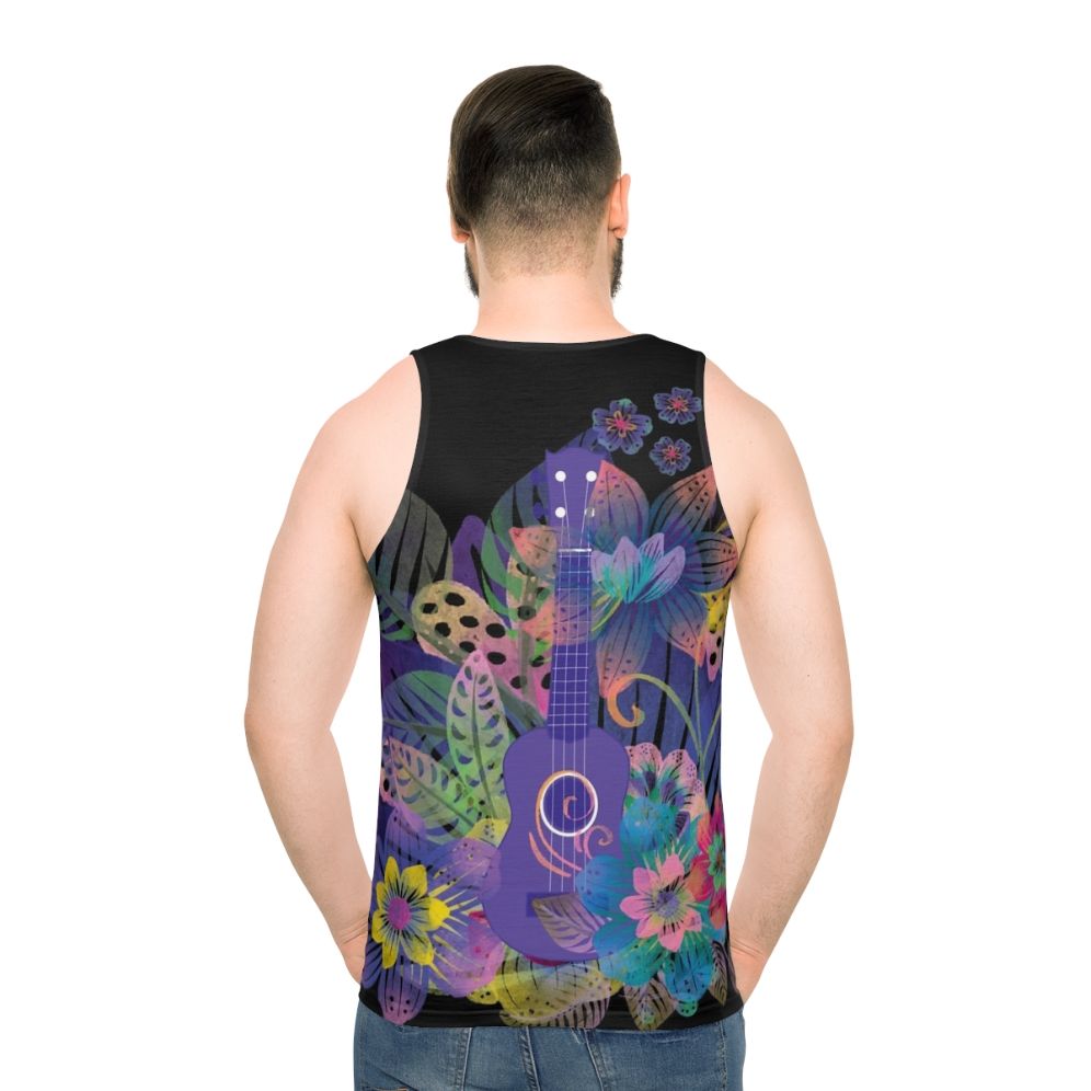 Ukulele composition with flowers unisex tank top - men back