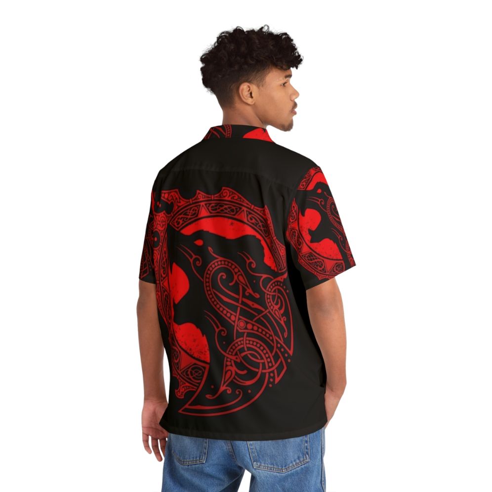 Berserker Rage Hawaiian Shirt with Tribal Flame Print - People Back