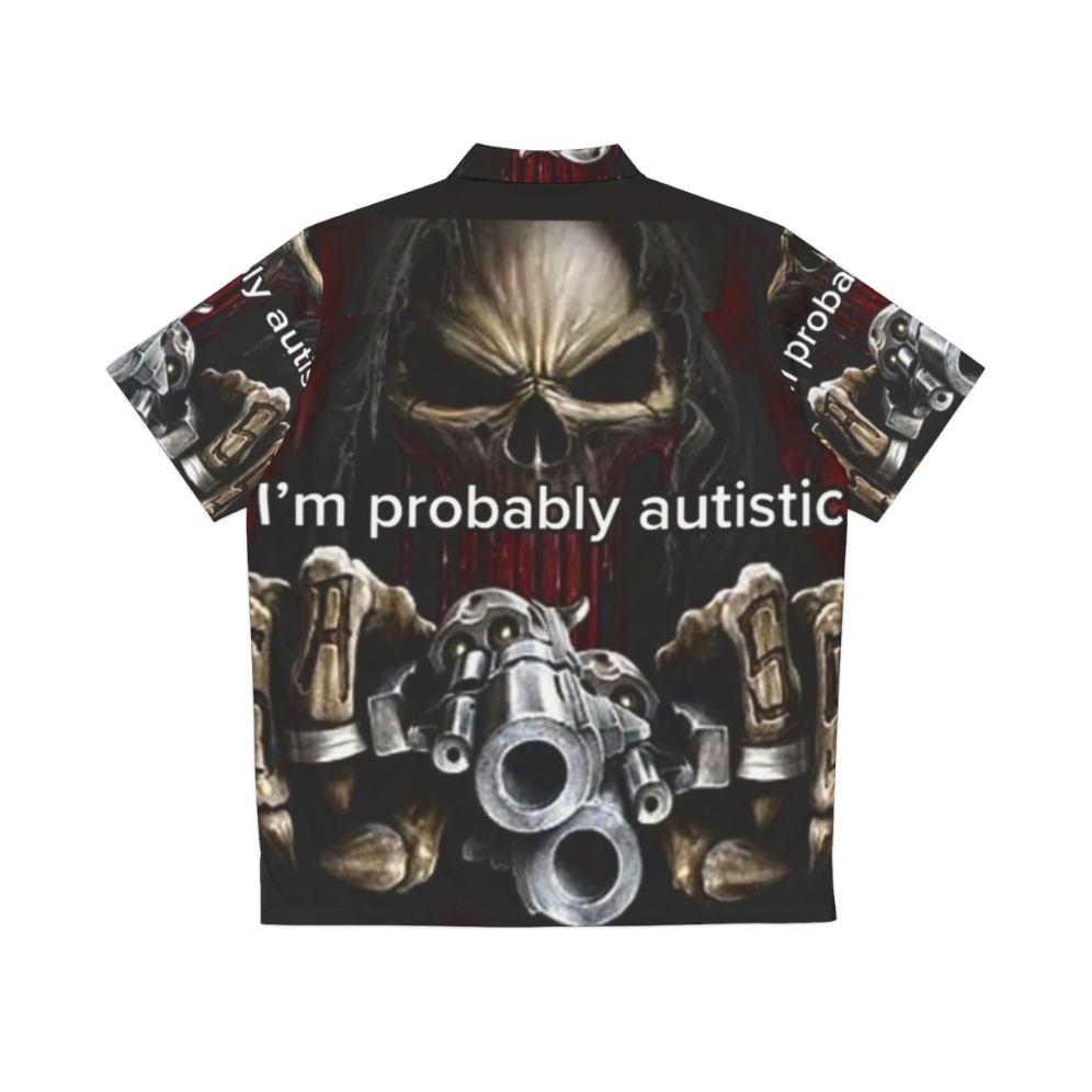 Autistic Hawaiian Shirt with Skeleton Design - Back