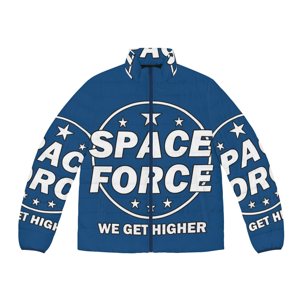 Space Force Puffer Jacket with Astronaut and Moon Graphic