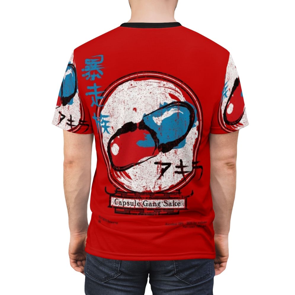 Anime-inspired capsule gang t-shirt with characters Shotaro Kaneda and Tetsuo Shima from the manga and anime series Akira - men back