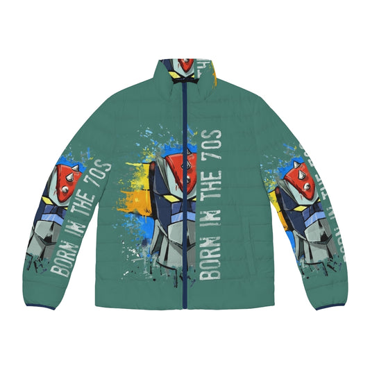 Puffer jacket featuring the iconic UFO Robot Goldrake from the 1970s anime