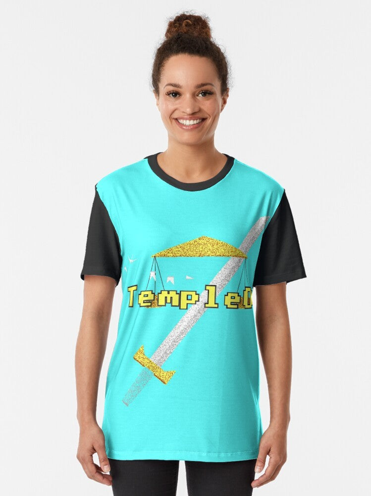 Temple OS Graphic T-Shirt featuring the iconic operating system created by Terry Davis - Women