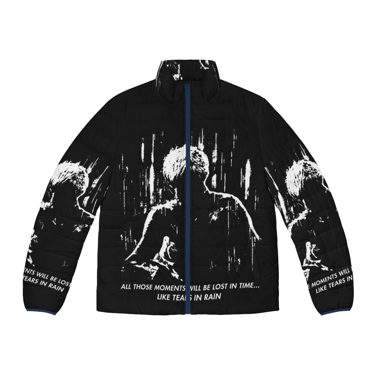 Blade Runner inspired puffer jacket with "Tears in Rain" quote