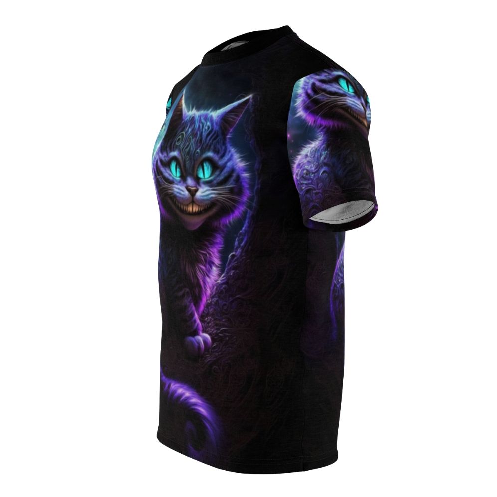 Cheshire Cat abstract art design on a high-quality t-shirt - men left