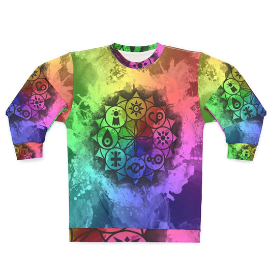 Digimon mandala sweatshirt with colorful, vibrant design