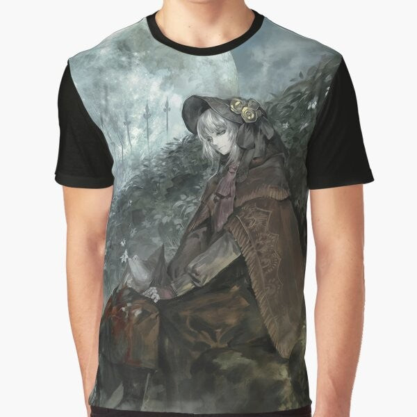 Bloodborne Dark Souls video game graphic t-shirt with doll design