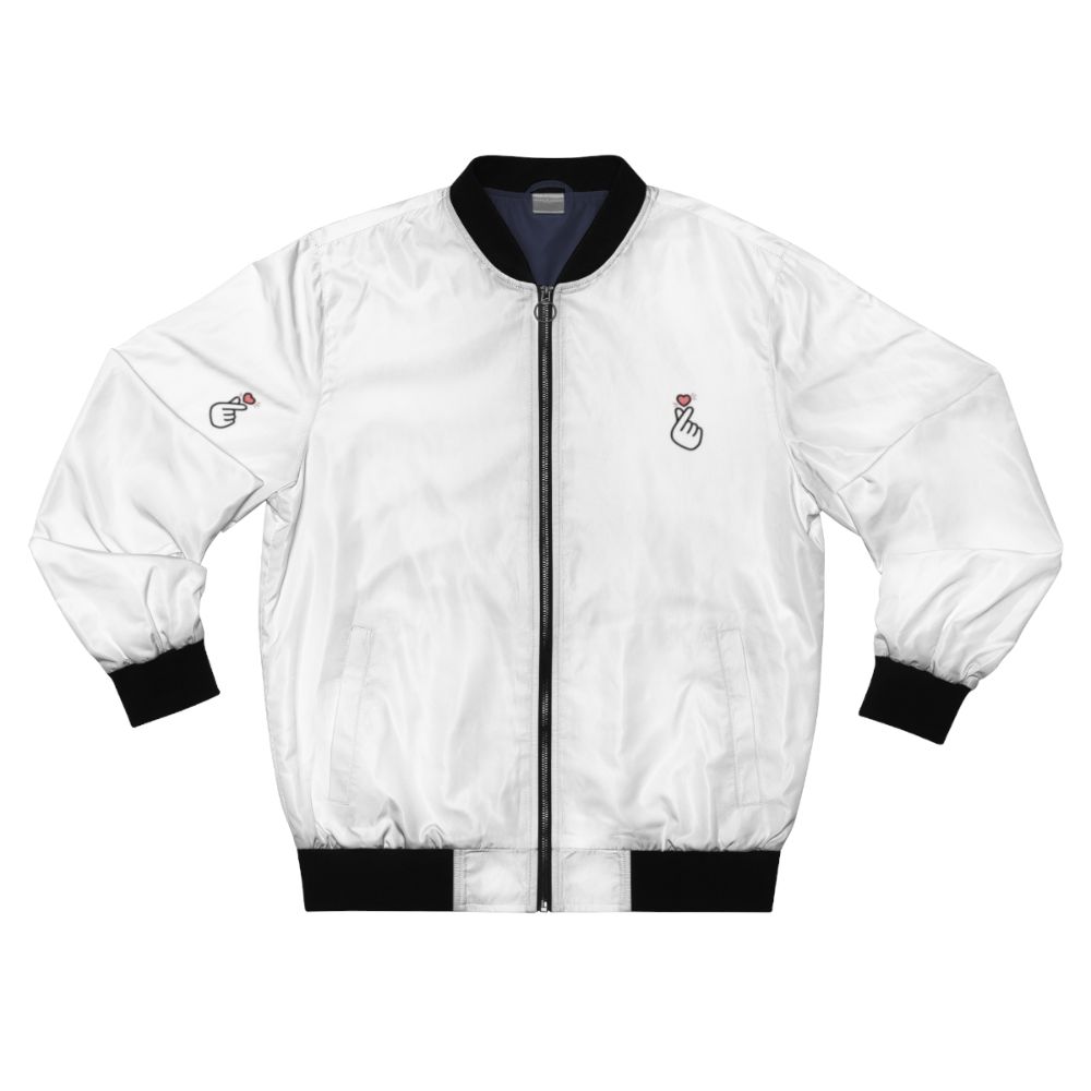 Korean Finger Heart Bomber Jacket with a mini design for shirts