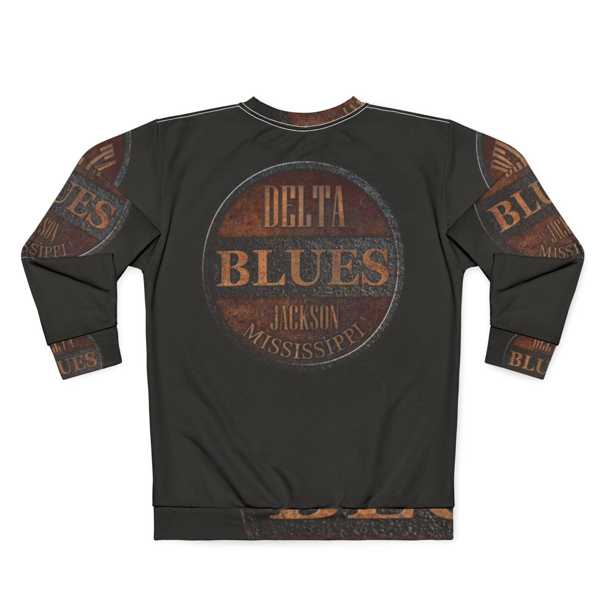 Rusty Delta Blues Sweatshirt with vintage American music and guitar graphics - Back